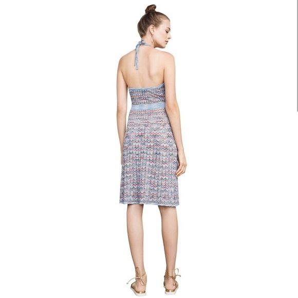 BCBGMaxAzria Jenn Chevron Multicolor Knit Midi Halter Dress Boho Dress Small - Picture 3 of 13